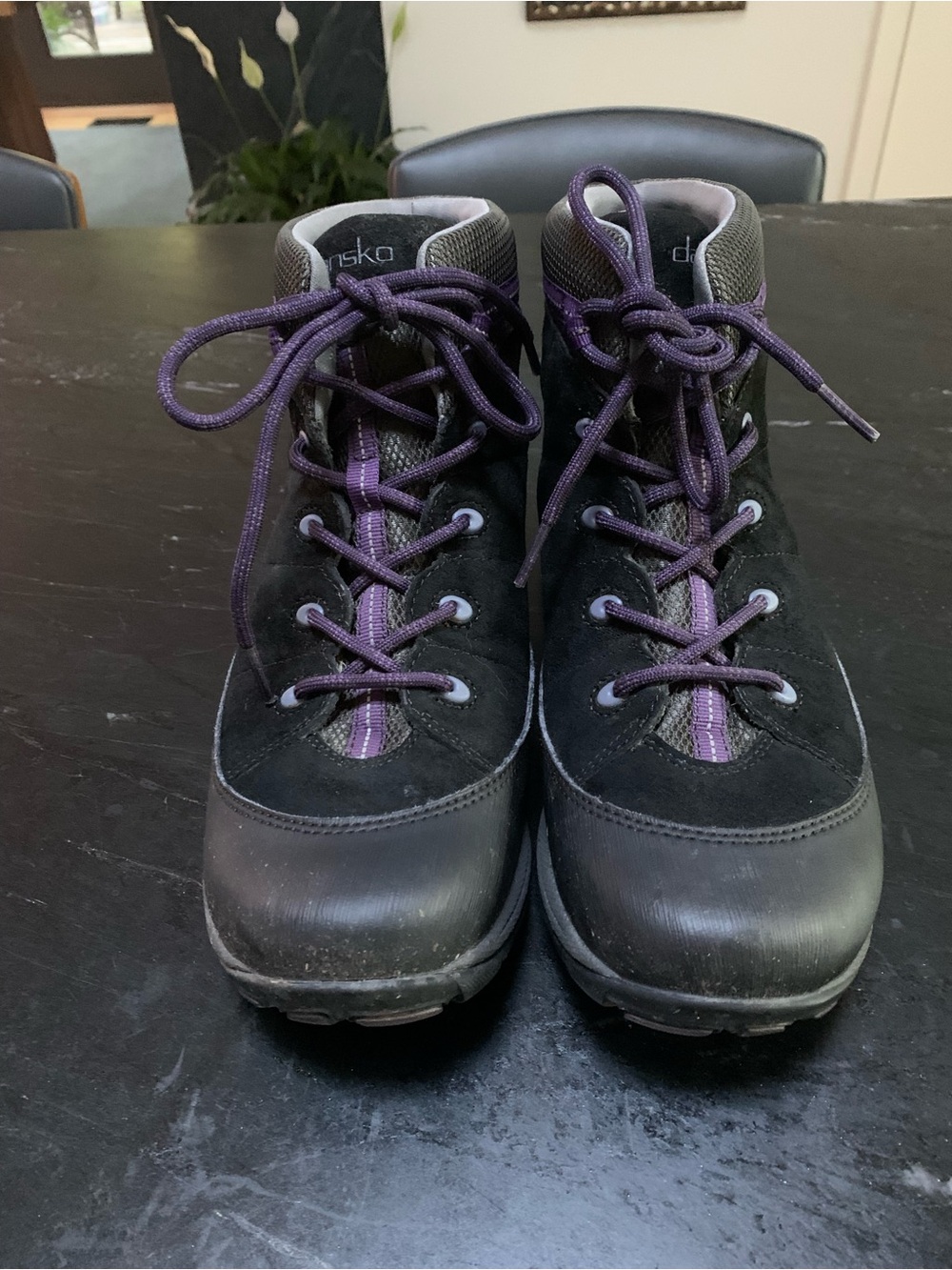 DANSKO Black and Purple Lace-Up Hiking Boots SZ 41